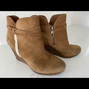UGG chestnut suede wedge ankle boots 6